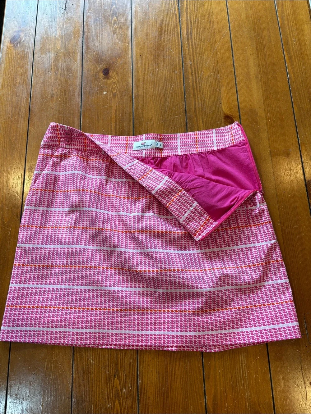 Vineyard Vines Pink White Whale Print Mini Skirt Size 8 EUC